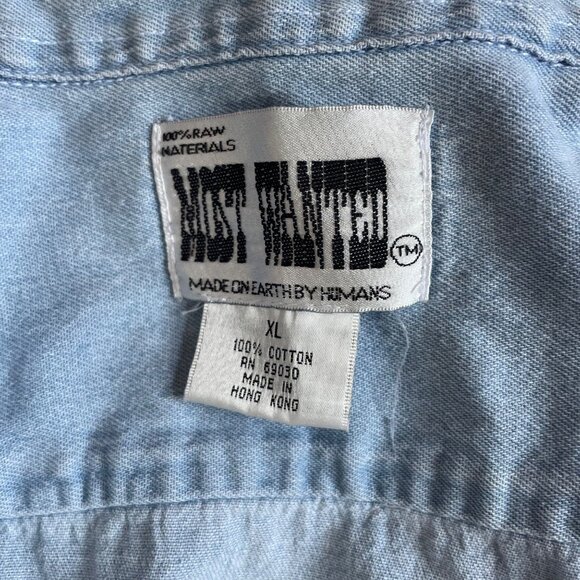 VTG  90s John Deere Light Wash Denim Button Down Shirt XL Most Wanted Cabincore - Picture 3 of 7